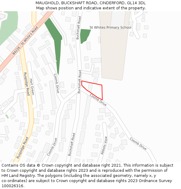 MAUGHOLD, BUCKSHAFT ROAD, CINDERFORD, GL14 3DL: Location map and indicative extent of plot