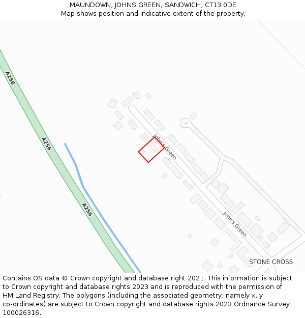 MAUNDOWN, JOHNS GREEN, SANDWICH, CT13 0DE: Location map and indicative extent of plot