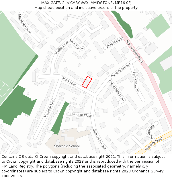 MAX GATE, 2, VICARY WAY, MAIDSTONE, ME16 0EJ: Location map and indicative extent of plot