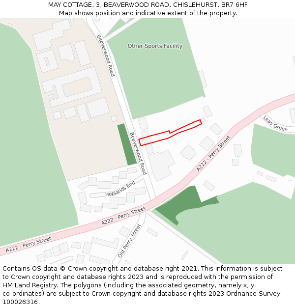 MAY COTTAGE, 3, BEAVERWOOD ROAD, CHISLEHURST, BR7 6HF: Location map and indicative extent of plot