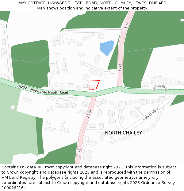 MAY COTTAGE, HAYWARDS HEATH ROAD, NORTH CHAILEY, LEWES, BN8 4ES: Location map and indicative extent of plot