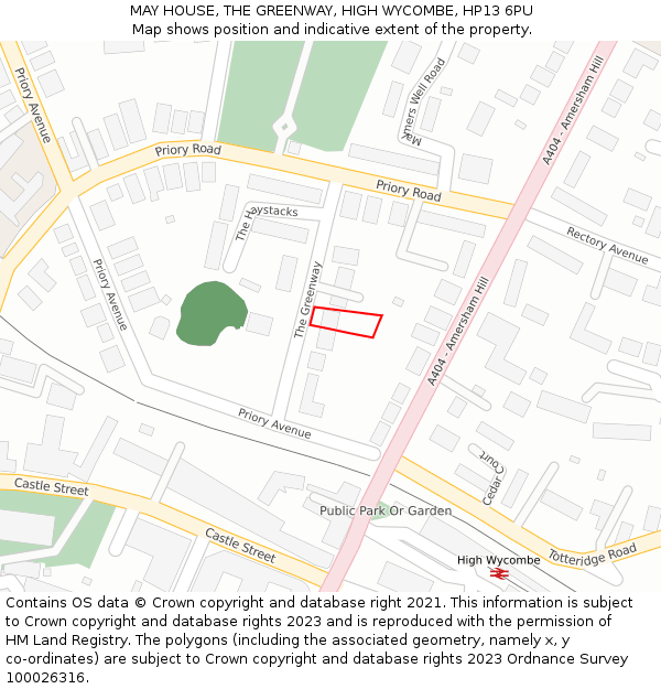 MAY HOUSE, THE GREENWAY, HIGH WYCOMBE, HP13 6PU: Location map and indicative extent of plot