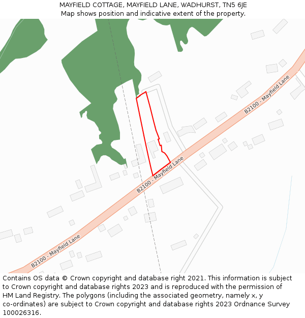 MAYFIELD COTTAGE, MAYFIELD LANE, WADHURST, TN5 6JE: Location map and indicative extent of plot