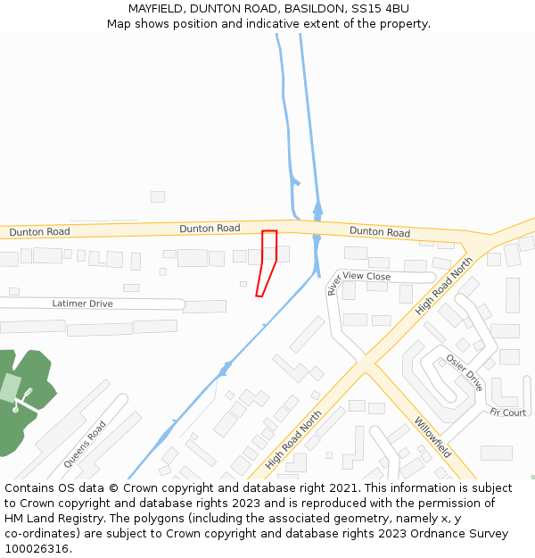 MAYFIELD, DUNTON ROAD, BASILDON, SS15 4BU: Location map and indicative extent of plot