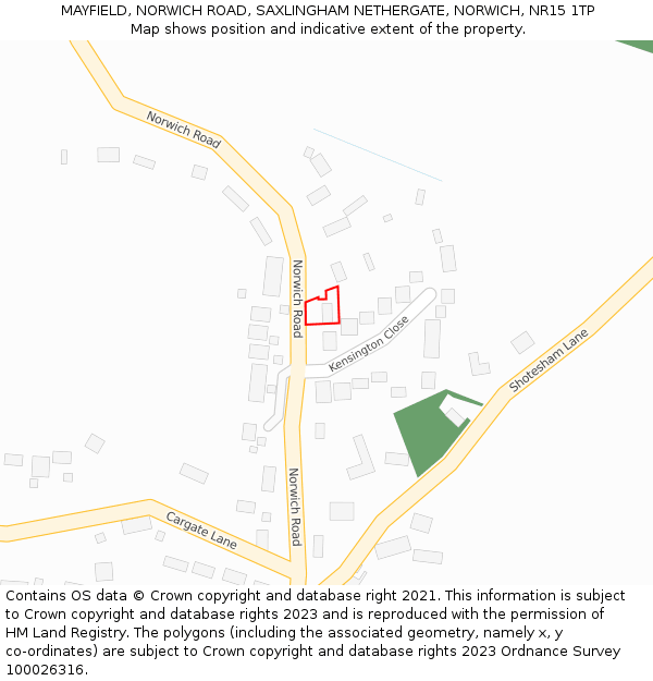 MAYFIELD, NORWICH ROAD, SAXLINGHAM NETHERGATE, NORWICH, NR15 1TP: Location map and indicative extent of plot