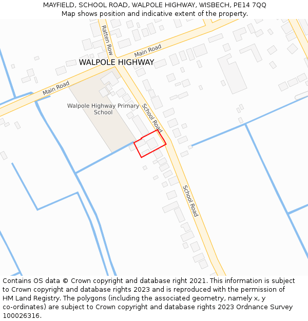 MAYFIELD, SCHOOL ROAD, WALPOLE HIGHWAY, WISBECH, PE14 7QQ: Location map and indicative extent of plot