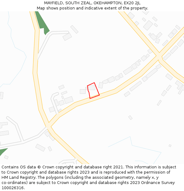 MAYFIELD, SOUTH ZEAL, OKEHAMPTON, EX20 2JL: Location map and indicative extent of plot