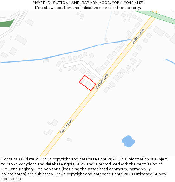 MAYFIELD, SUTTON LANE, BARMBY MOOR, YORK, YO42 4HZ: Location map and indicative extent of plot