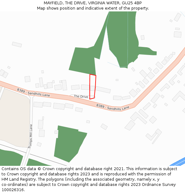 MAYFIELD, THE DRIVE, VIRGINIA WATER, GU25 4BP: Location map and indicative extent of plot