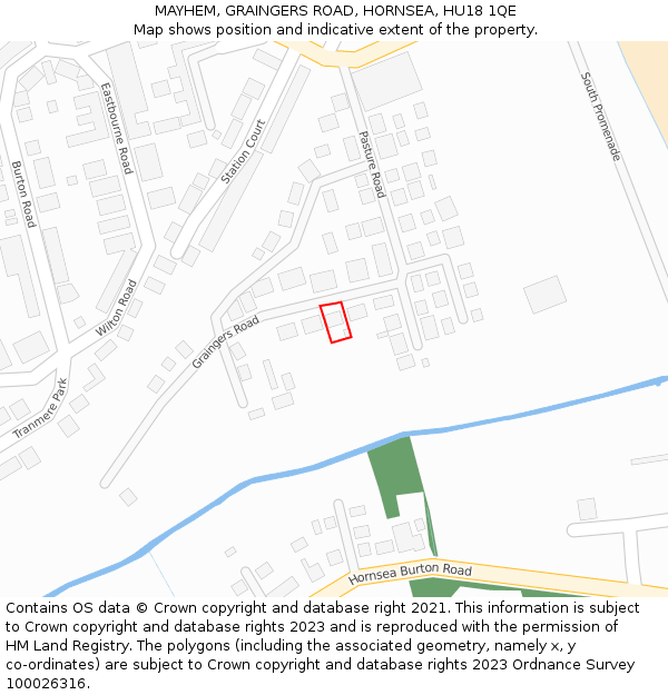 MAYHEM, GRAINGERS ROAD, HORNSEA, HU18 1QE: Location map and indicative extent of plot