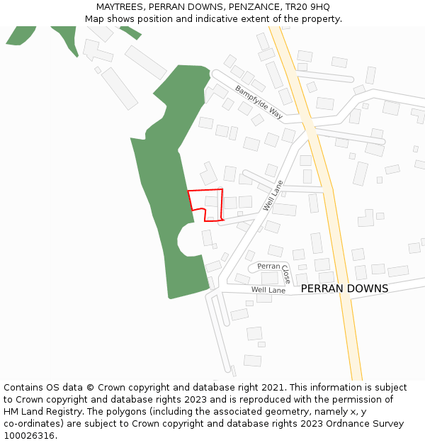 MAYTREES, PERRAN DOWNS, PENZANCE, TR20 9HQ: Location map and indicative extent of plot
