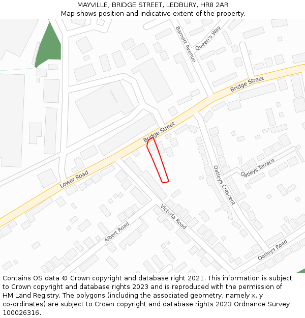 MAYVILLE, BRIDGE STREET, LEDBURY, HR8 2AR: Location map and indicative extent of plot