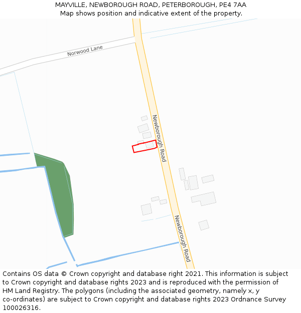 MAYVILLE, NEWBOROUGH ROAD, PETERBOROUGH, PE4 7AA: Location map and indicative extent of plot