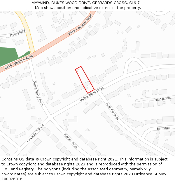 MAYWIND, DUKES WOOD DRIVE, GERRARDS CROSS, SL9 7LL: Location map and indicative extent of plot