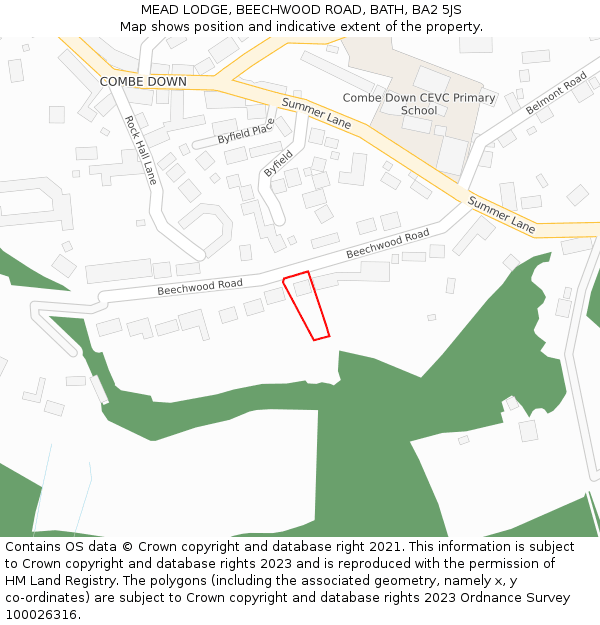 MEAD LODGE, BEECHWOOD ROAD, BATH, BA2 5JS: Location map and indicative extent of plot