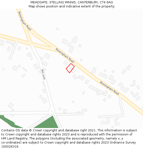 MEADGATE, STELLING MINNIS, CANTERBURY, CT4 6AG: Location map and indicative extent of plot
