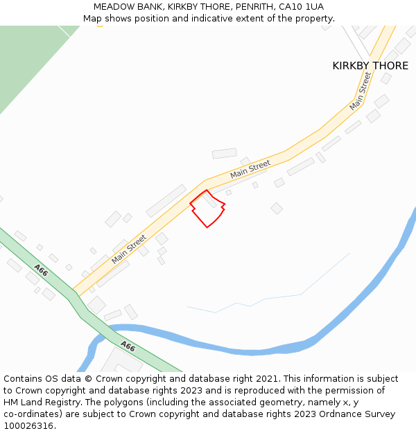 MEADOW BANK, KIRKBY THORE, PENRITH, CA10 1UA: Location map and indicative extent of plot