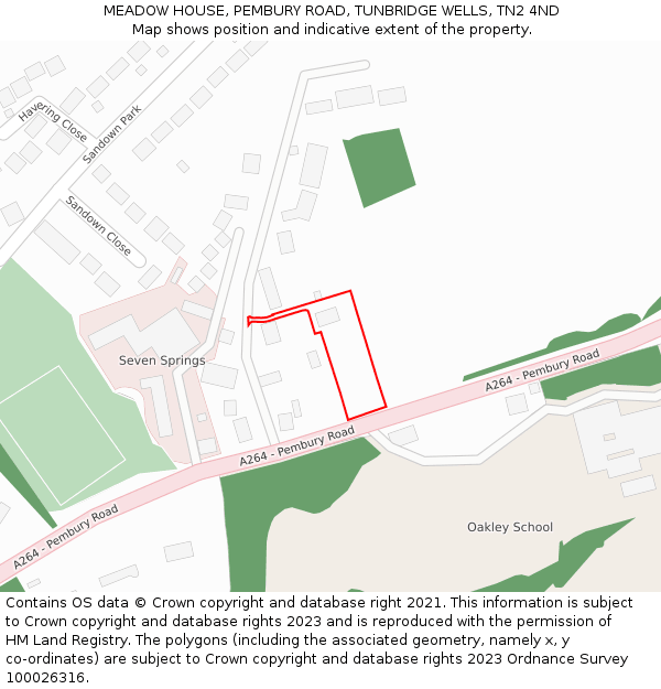 MEADOW HOUSE, PEMBURY ROAD, TUNBRIDGE WELLS, TN2 4ND: Location map and indicative extent of plot