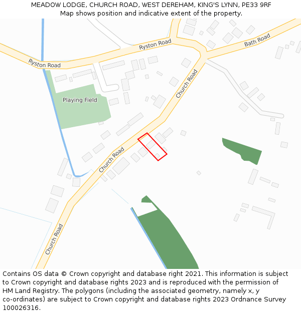MEADOW LODGE, CHURCH ROAD, WEST DEREHAM, KING'S LYNN, PE33 9RF: Location map and indicative extent of plot
