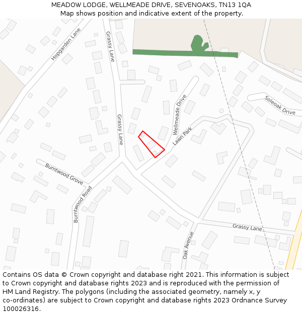 MEADOW LODGE, WELLMEADE DRIVE, SEVENOAKS, TN13 1QA: Location map and indicative extent of plot