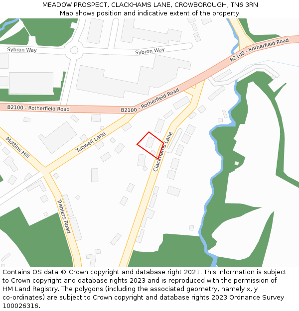 MEADOW PROSPECT, CLACKHAMS LANE, CROWBOROUGH, TN6 3RN: Location map and indicative extent of plot