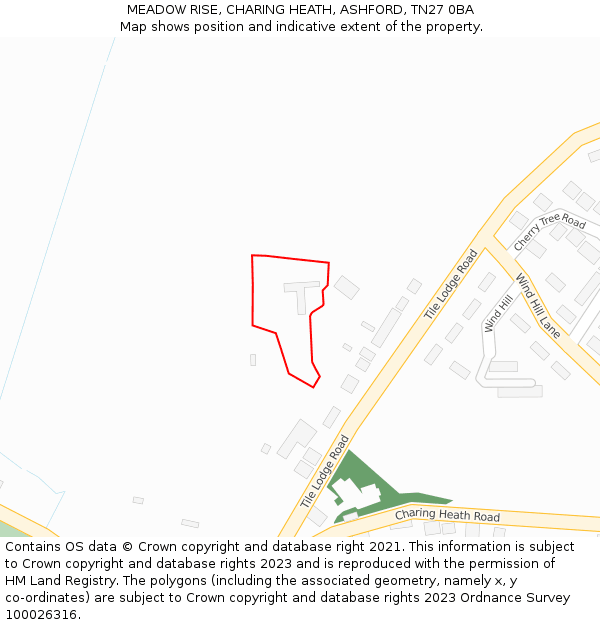 MEADOW RISE, CHARING HEATH, ASHFORD, TN27 0BA: Location map and indicative extent of plot