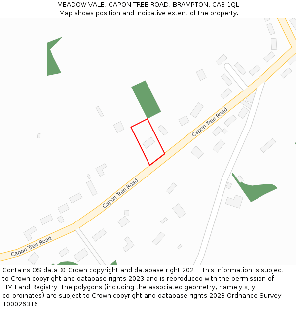 MEADOW VALE, CAPON TREE ROAD, BRAMPTON, CA8 1QL: Location map and indicative extent of plot