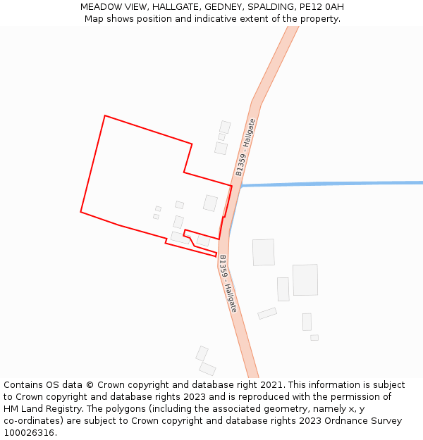MEADOW VIEW, HALLGATE, GEDNEY, SPALDING, PE12 0AH: Location map and indicative extent of plot