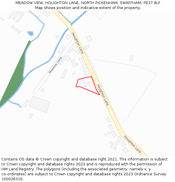 MEADOW VIEW, HOUGHTON LANE, NORTH PICKENHAM, SWAFFHAM, PE37 8LF: Location map and indicative extent of plot