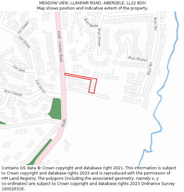 MEADOW VIEW, LLANFAIR ROAD, ABERGELE, LL22 8DH: Location map and indicative extent of plot