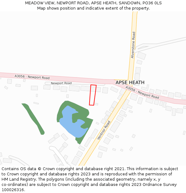 MEADOW VIEW, NEWPORT ROAD, APSE HEATH, SANDOWN, PO36 0LS: Location map and indicative extent of plot