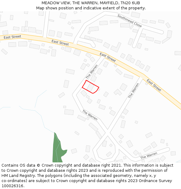 MEADOW VIEW, THE WARREN, MAYFIELD, TN20 6UB: Location map and indicative extent of plot