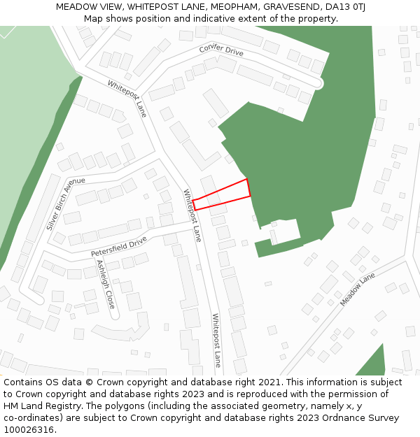 MEADOW VIEW, WHITEPOST LANE, MEOPHAM, GRAVESEND, DA13 0TJ: Location map and indicative extent of plot