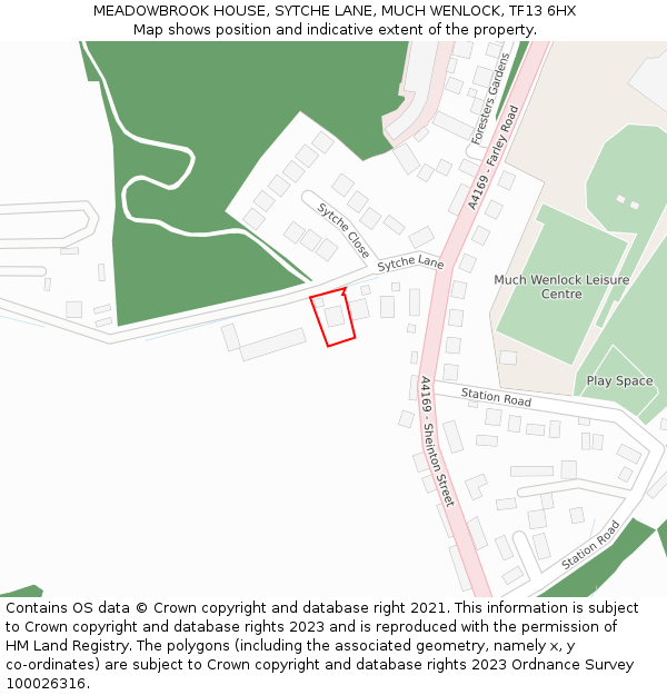 MEADOWBROOK HOUSE, SYTCHE LANE, MUCH WENLOCK, TF13 6HX: Location map and indicative extent of plot