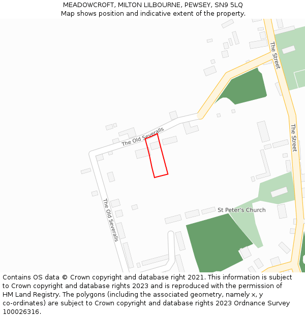 MEADOWCROFT, MILTON LILBOURNE, PEWSEY, SN9 5LQ: Location map and indicative extent of plot