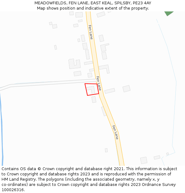 MEADOWFIELDS, FEN LANE, EAST KEAL, SPILSBY, PE23 4AY: Location map and indicative extent of plot