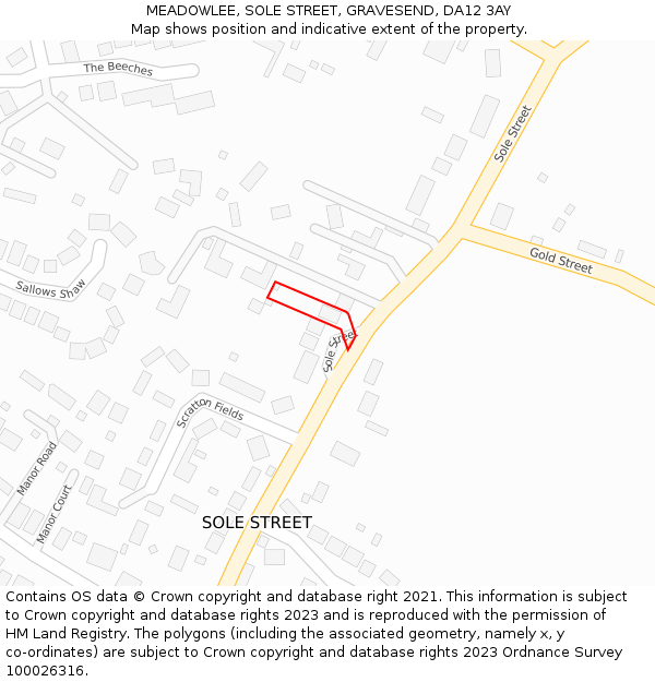 MEADOWLEE, SOLE STREET, GRAVESEND, DA12 3AY: Location map and indicative extent of plot
