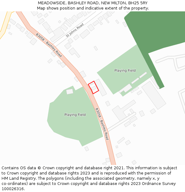 MEADOWSIDE, BASHLEY ROAD, NEW MILTON, BH25 5RY: Location map and indicative extent of plot