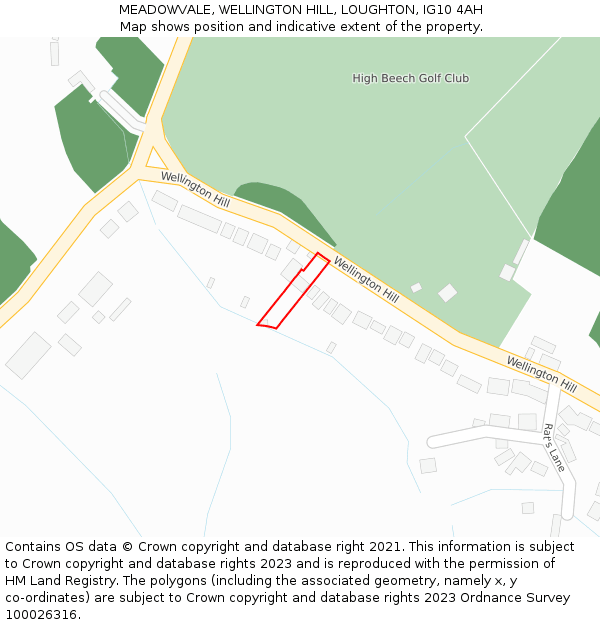 MEADOWVALE, WELLINGTON HILL, LOUGHTON, IG10 4AH: Location map and indicative extent of plot
