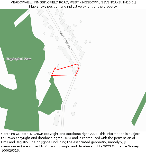 MEADOWVIEW, KINGSINGFIELD ROAD, WEST KINGSDOWN, SEVENOAKS, TN15 6LJ: Location map and indicative extent of plot