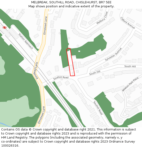 MELBREAK, SOUTHILL ROAD, CHISLEHURST, BR7 5EE: Location map and indicative extent of plot