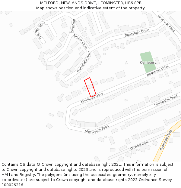 MELFORD, NEWLANDS DRIVE, LEOMINSTER, HR6 8PR: Location map and indicative extent of plot