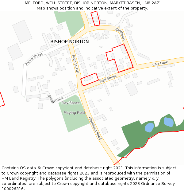 MELFORD, WELL STREET, BISHOP NORTON, MARKET RASEN, LN8 2AZ: Location map and indicative extent of plot