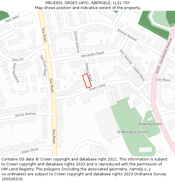 MELIDEN, GROES LWYD, ABERGELE, LL22 7SY: Location map and indicative extent of plot