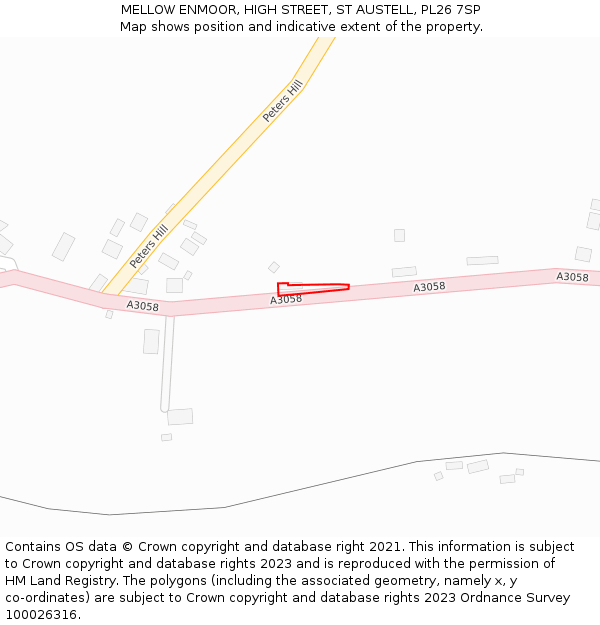 MELLOW ENMOOR, HIGH STREET, ST AUSTELL, PL26 7SP: Location map and indicative extent of plot