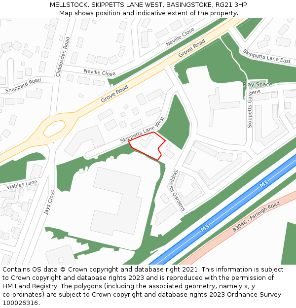 MELLSTOCK, SKIPPETTS LANE WEST, BASINGSTOKE, RG21 3HP: Location map and indicative extent of plot