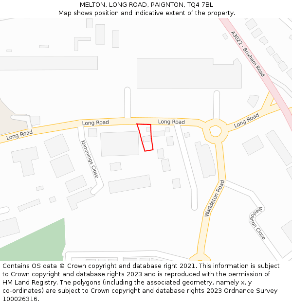 MELTON, LONG ROAD, PAIGNTON, TQ4 7BL: Location map and indicative extent of plot