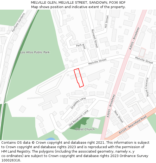 MELVILLE GLEN, MELVILLE STREET, SANDOWN, PO36 9DF: Location map and indicative extent of plot