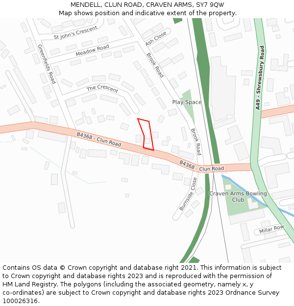 MENDELL, CLUN ROAD, CRAVEN ARMS, SY7 9QW: Location map and indicative extent of plot