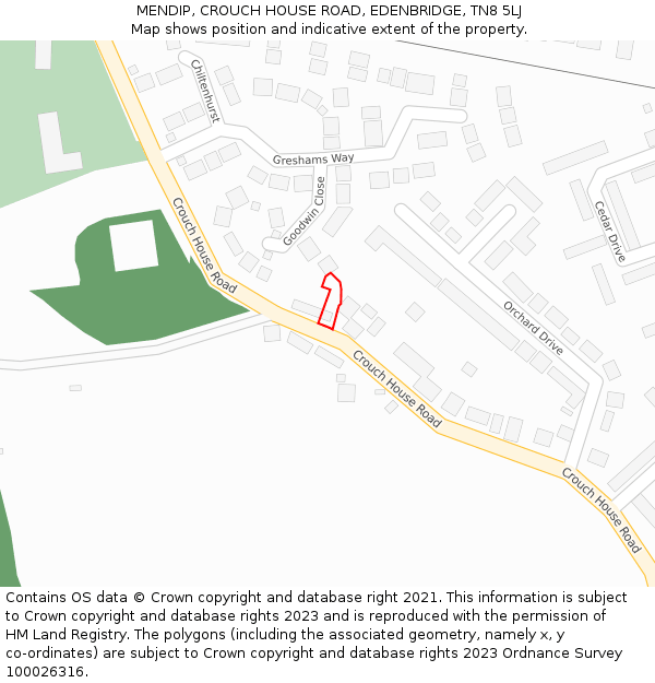 MENDIP, CROUCH HOUSE ROAD, EDENBRIDGE, TN8 5LJ: Location map and indicative extent of plot